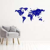 Muursticker Wereldkaart -  Donkerblauw -  120 x 62 cm  -  slaapkamer  woonkamer  alle - Muursticker4Sale