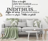 Muursticker In Dit Huis - Zwart - 120 x 55 cm - woonkamer nederlandse teksten