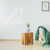 Muursticker Musje Op Tak - Wit - 60 x 53 cm - woonkamer slaapkamer dieren