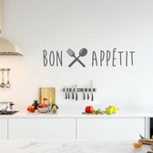 Muursticker Bon Appétit - Donkergrijs - 80 x 17 cm - franse teksten keuken