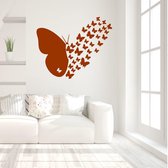 Muursticker Vliegende Vlinders -  Bruin -  60 x 49 cm  -  alle muurstickers  baby en kinderkamer  slaapkamer  woonkamer  dieren - Muursticker4Sale