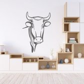 Muursticker Stier -  Donkergrijs -  83 x 120 cm  -  slaapkamer  woonkamer  alle muurstickers  dieren - Muursticker4Sale