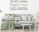 Muursticker Alles Weten Maakt Niet Gelukkig -  Zilver -  120 x 69 cm  -  alle muurstickers  woonkamer  nederlandse teksten  bedrijven - Muursticker4Sale