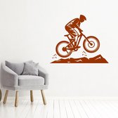 Muursticker Mountainbike -  Bruin -  100 x 82 cm  -  alle muurstickers  slaapkamer  woonkamer  baby en kinderkamer - Muursticker4Sale