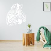 Muursticker Zebra -  Wit -  120 x 136 cm  -  slaapkamer  woonkamer  alle muurstickers  dieren - Muursticker4Sale