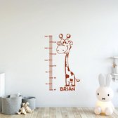 Muursticker Giraffe Met Groeimeter -  Bruin -  58 x 96 cm  -  alle muurstickers  baby en kinderkamer  dieren - Muursticker4Sale