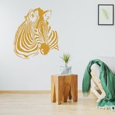 Muursticker Zebra -  Goud -  60 x 68 cm  -  slaapkamer  woonkamer  alle muurstickers  dieren - Muursticker4Sale