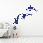 Muursticker Orka's -  Donkerblauw -  100 x 74 cm  -  woonkamer  alle muurstickers  slaapkamer  baby en kinderkamer  dieren - Muursticker4Sale