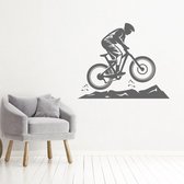 Muursticker Mountainbike -  Donkergrijs -  60 x 49 cm  -  alle muurstickers  slaapkamer  woonkamer  baby en kinderkamer - Muursticker4Sale