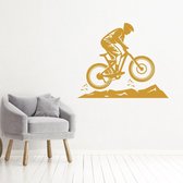 Muursticker Mountainbike -  Goud -  60 x 49 cm  -  alle muurstickers  slaapkamer  woonkamer  baby en kinderkamer - Muursticker4Sale