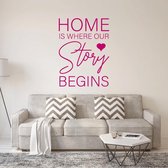 Muursticker Home Is Where Our Story Begins - Roze - 60 x 81 cm - engelse teksten woonkamer