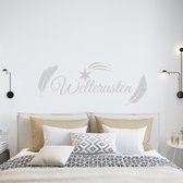 Muursticker Welterusten Veer En Sterren -  Lichtgrijs -  160 x 63 cm  -  alle muurstickers  slaapkamer  nederlandse teksten - Muursticker4Sale