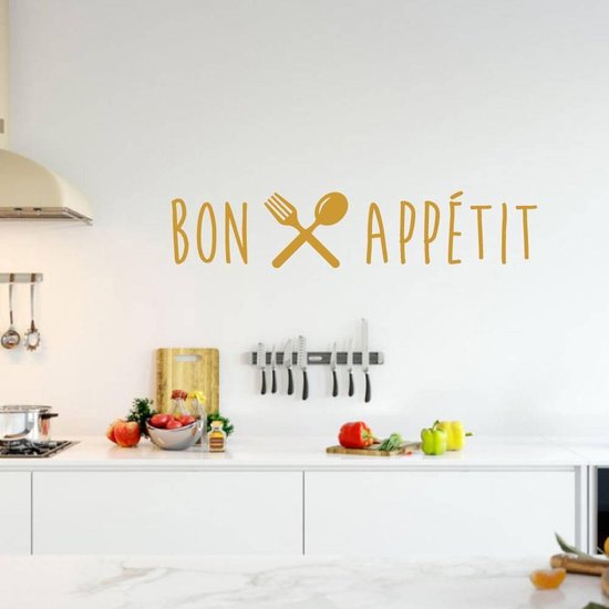 Muursticker Bon Appétit - Goud - 120 x 26 cm - keuken alle