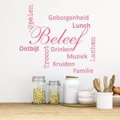 Muursticker Beleef Woorden -  Roze -  100 x 83 cm  -  keuken  nederlandse teksten  alle - Muursticker4Sale