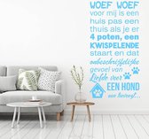 Muursticker Woef Woef -  Lichtblauw -  120 x 240 cm  -  nederlandse teksten  woonkamer  alle - Muursticker4Sale