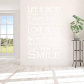 Muursticker Life Is Short - Wit - 60 x 94 cm - woonkamer