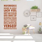 Muursticker Huisregels -  Bruin -  60 x 115 cm  -  nederlandse teksten  woonkamer  alle - Muursticker4Sale