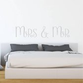 Muursticker Mrs & Mr -  Zilver -  120 x 26 cm  -  slaapkamer  engelse teksten  alle - Muursticker4Sale