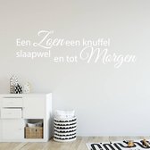 Muursticker Een Zoen Een Knuffel Slaapwel En Tot Morgen - Wit - 120 x 36 cm - baby en kinderkamer nederlandse teksten