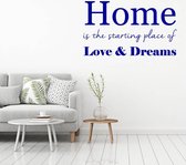 Muursticker Home, Love, Dreams -  Donkerblauw -  120 x 70 cm  -  woonkamer  slaapkamer  alle - Muursticker4Sale