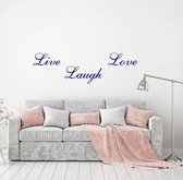 Muursticker Live Laugh Love - Donkerblauw - 80 x 24 cm - woonkamer slaapkamer engelse teksten