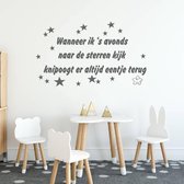 Muursticker Knipoog Ster -  Donkergrijs -  80 x 48 cm  -  baby en kinderkamer  nederlandse teksten  slaapkamer  alle - Muursticker4Sale