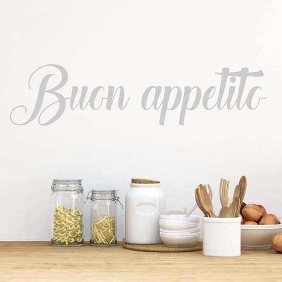 Muursticker Buon Appetito - Zilver - 120 x 30 cm - keuken alle