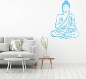 Muursticker Buddha - Lichtblauw - 40 x 53 cm - slaapkamer keuken woonkamer