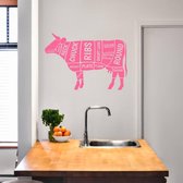 Muursticker Koe Met Benaming -  Roze -  160 x 107 cm  -  keuken  engelse teksten  alle muurstickers  dieren - Muursticker4Sale