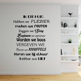 Muursticker In Dit Huis Hebben We Plezier - Zwart - 60 x 67 cm - woonkamer nederlandse teksten