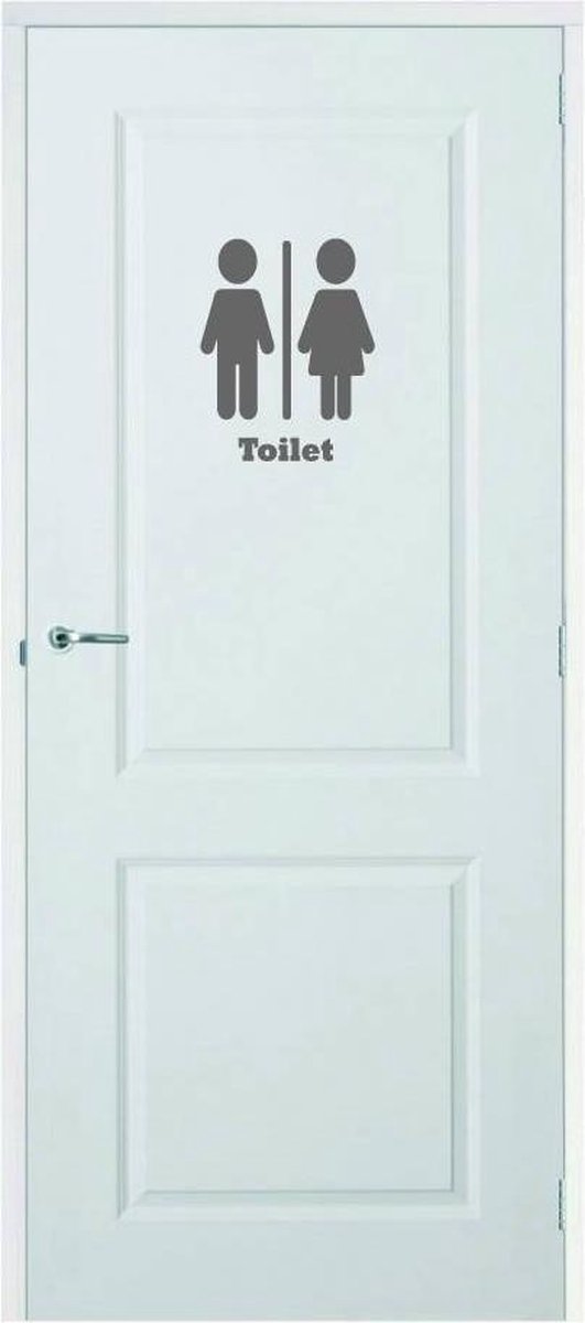 Deursticker Toilet - Donkergrijs - 7 x 10 cm toilet overige stickers - toilet