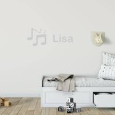 Muursticker Muziek Noten Met Naam - Lichtgrijs - 120 x 25 cm - baby en kinderkamer naam stickers