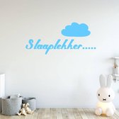 Muursticker Slaaplekker Met Wolk -  Lichtblauw -  80 x 37 cm  -  baby en kinderkamer  nederlandse teksten  alle - Muursticker4Sale