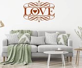 Muursticker Love Sier -  Bruin -  100 x 71 cm  -  woonkamer  slaapkamer  engelse teksten  alle - Muursticker4Sale