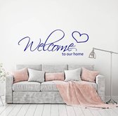 Muursticker Welcome To Our Home -  Donkerblauw -  160 x 59 cm  -  woonkamer  engelse teksten  alle - Muursticker4Sale