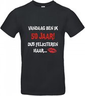 T-shirt Aujourd'hui j'ai 50 ans alors félicitez | XL | Noir