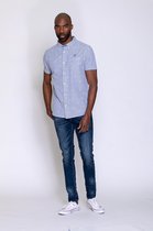 Mezaguz - Heren Overhemd -Korte mouw- Chapple - Bleu-Maat XL