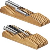 tiroir de bloc de couteaux relaxdays - porte-couteaux bambou - organisateur de couteaux - porte-couteaux - vide XXL