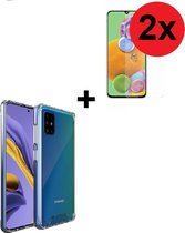 Samsung Galaxy A41 Backcover Hard Case hoesje Transparant + 2x Screenprotector Tempered Gehard Glas (2stuks) Pearlycase