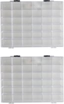 2x Opberg/sorteer boxen met 36 vakken 25 cm - Gereedsschapskist - Toolbox - Opbergdoos voor kleine spullen