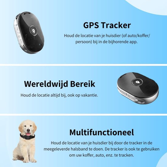 GPS Tracker Huisdier hond/kat zonder abonnement/ werkt op