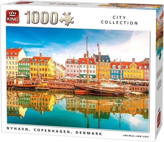 King Puzzel 1000 Stukjes (68 x 49 cm) - Nyhavn Kopenghagen Denemarken -  Legpuzzel... | bol.com