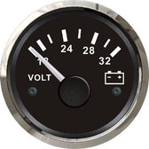 FES Marine voltmeter 24 volt - zwart + RVS ring