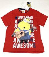 Minions T-shirt - Awesome - rood - maat 110/116 (6 jaar)