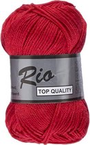 Lammy yarns Rio katoen garen - rood (043) - naald 3 a 3,5mm - 10 bollen