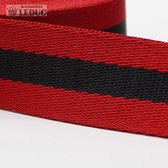 5 meter Gestreepte Tassenband 40mm Rood / Zwart
