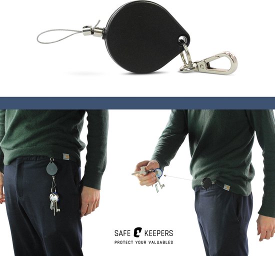 Intrekbare sleutelhanger - Key Retractor Clip met Carabiner