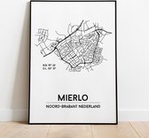 Mierlo city poster, A4 met lijst, plattegrond poster, woonplaatsposter, woonposter