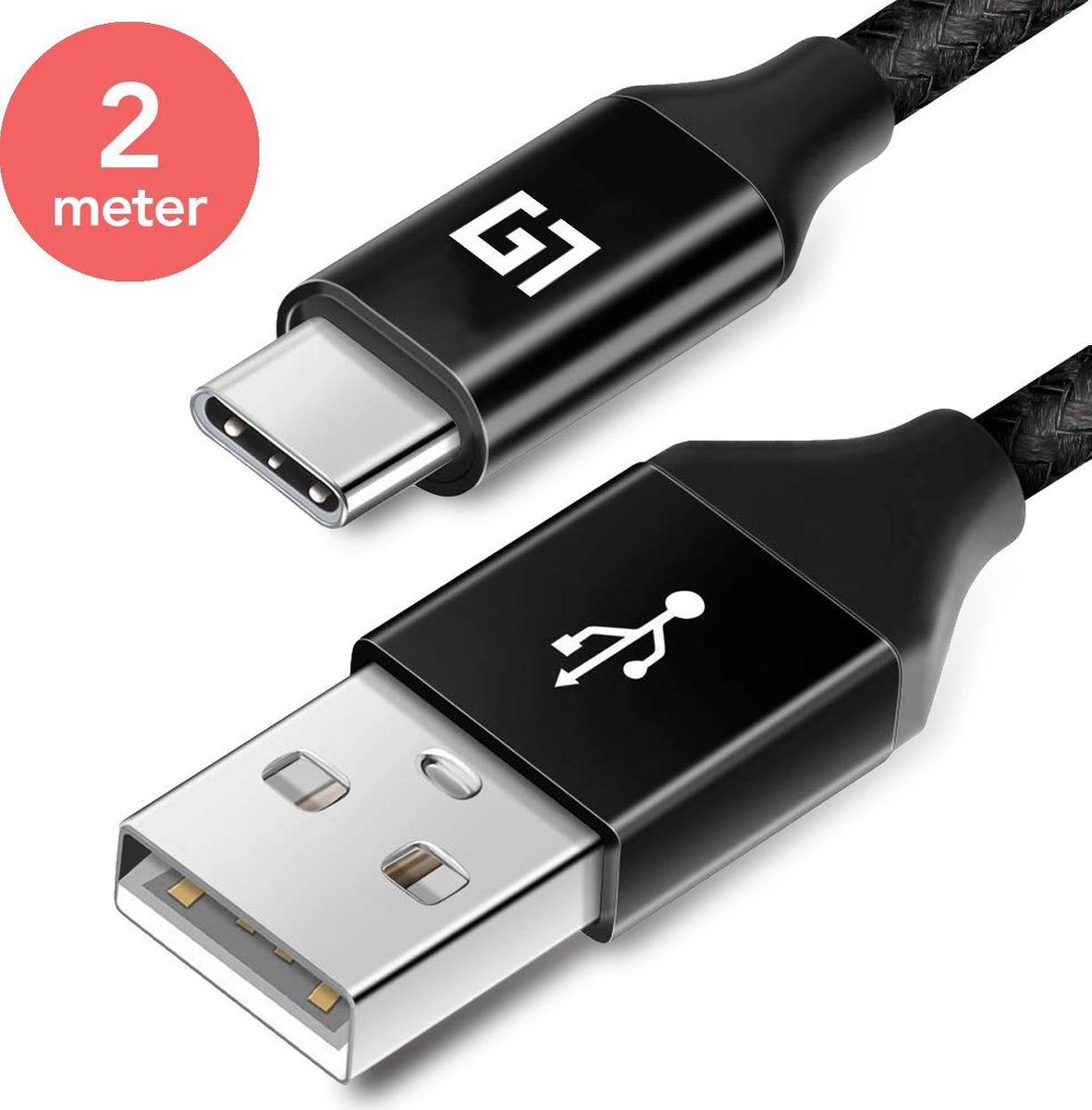 LifeGoods USB-C Data- en Laadkabel - 2.4A Snellader Kabel - Fast en Quick Charge Oplaadkabel - Type