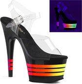 Pleaser Sandaal met enkelband, Paaldans schoenen -36 Shoes- ADORE-708UVLN Paaldans schoenen Zwart/Multicolours